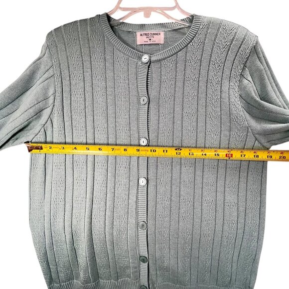 NWT Vtg Alfred Dunner Cardigan Sweater Button Down Blue USA PM Ribbed Knit - Picture 10 of 11